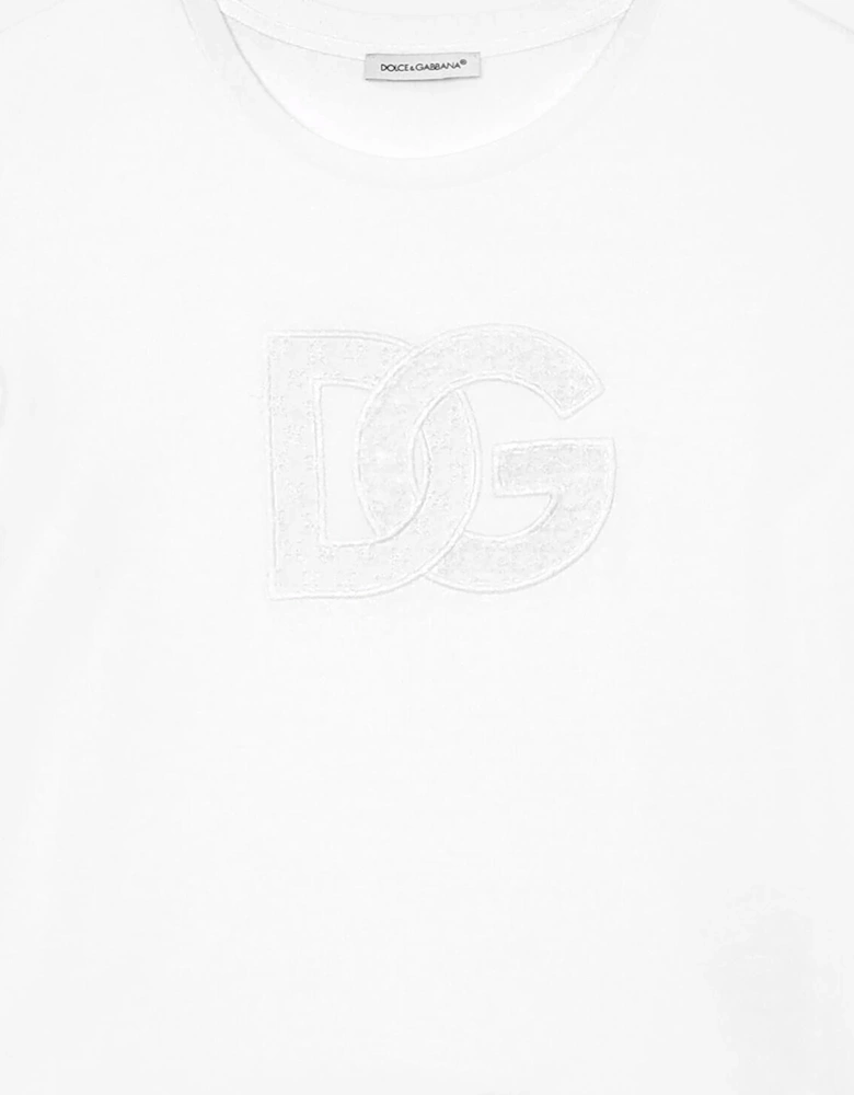 Girls Broderie Anglaise Top in White