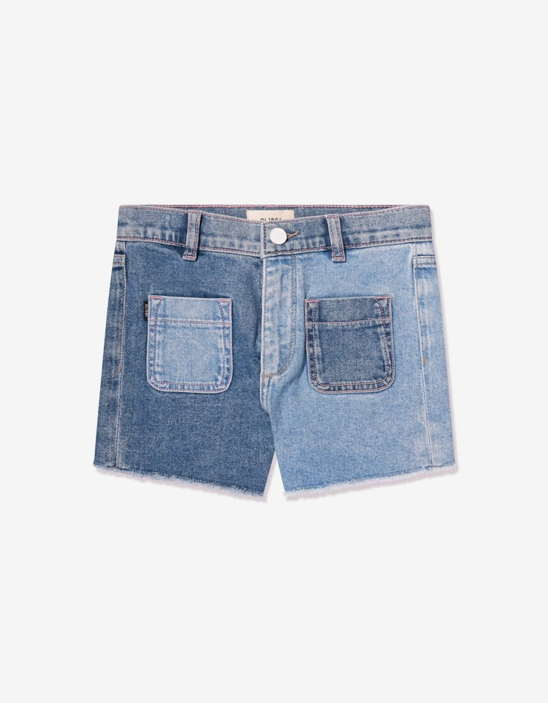 Girls Lucy Blocked High Rise Shorts in Blue