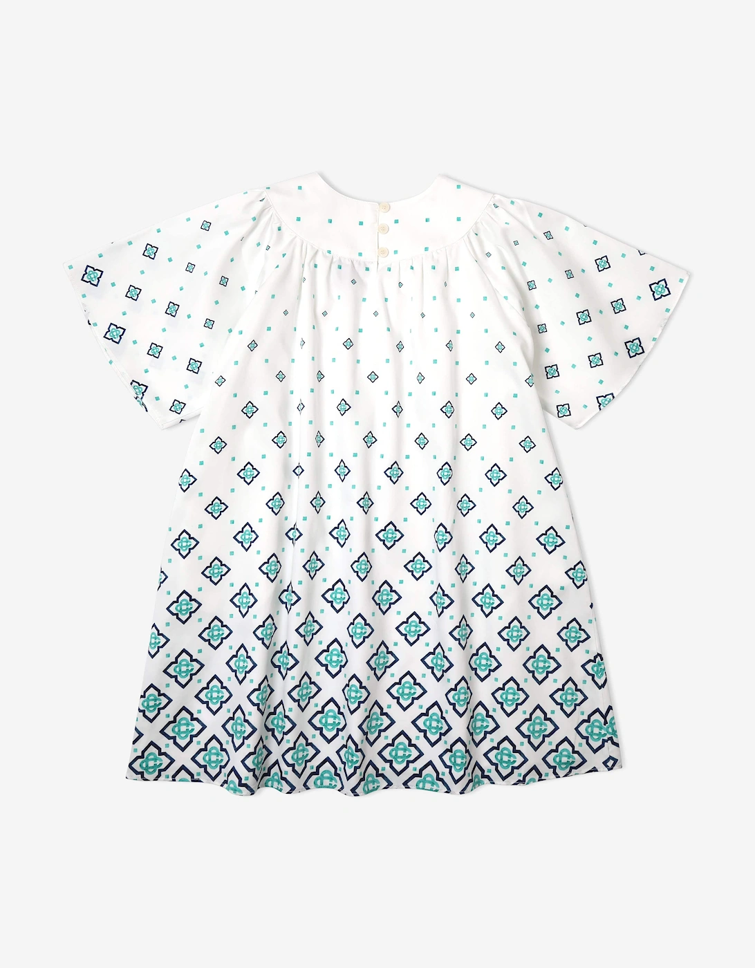 Girls Degrade Monogram Gathered Dress in Blue