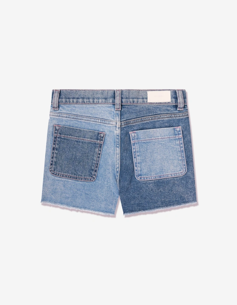 Girls Lucy Blocked High Rise Shorts in Blue