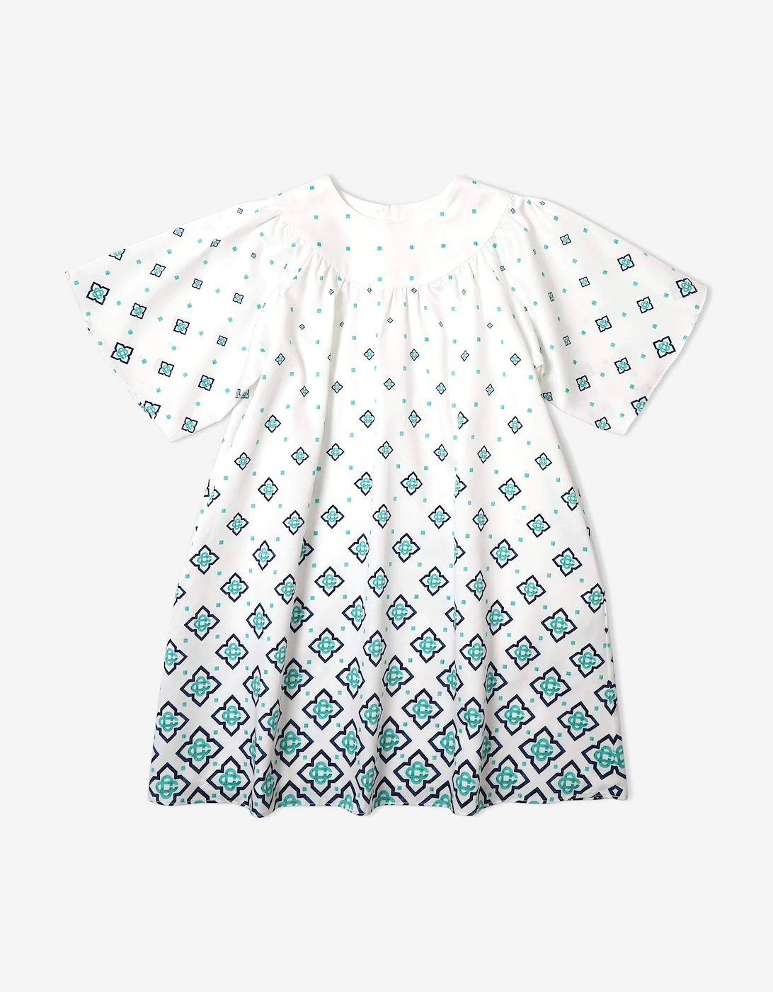 Girls Degrade Monogram Gathered Dress in Blue, 5 of 4
