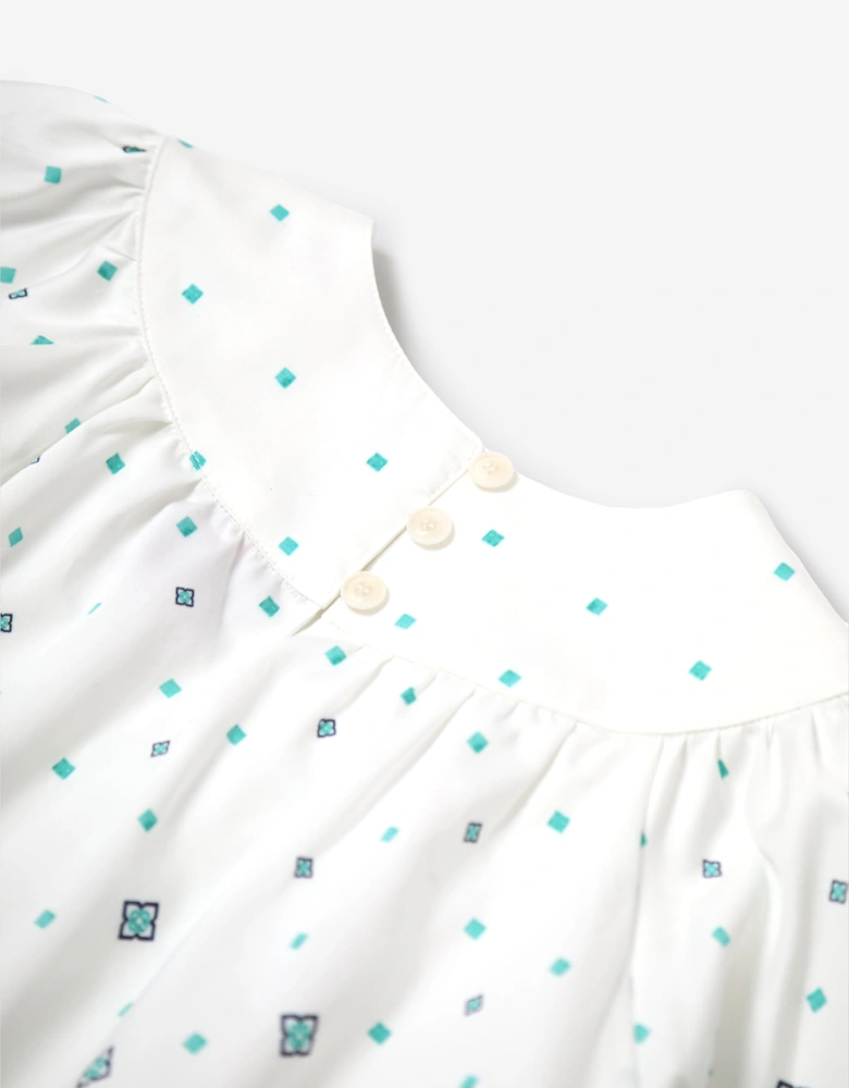 Girls Degrade Monogram Gathered Dress in Blue