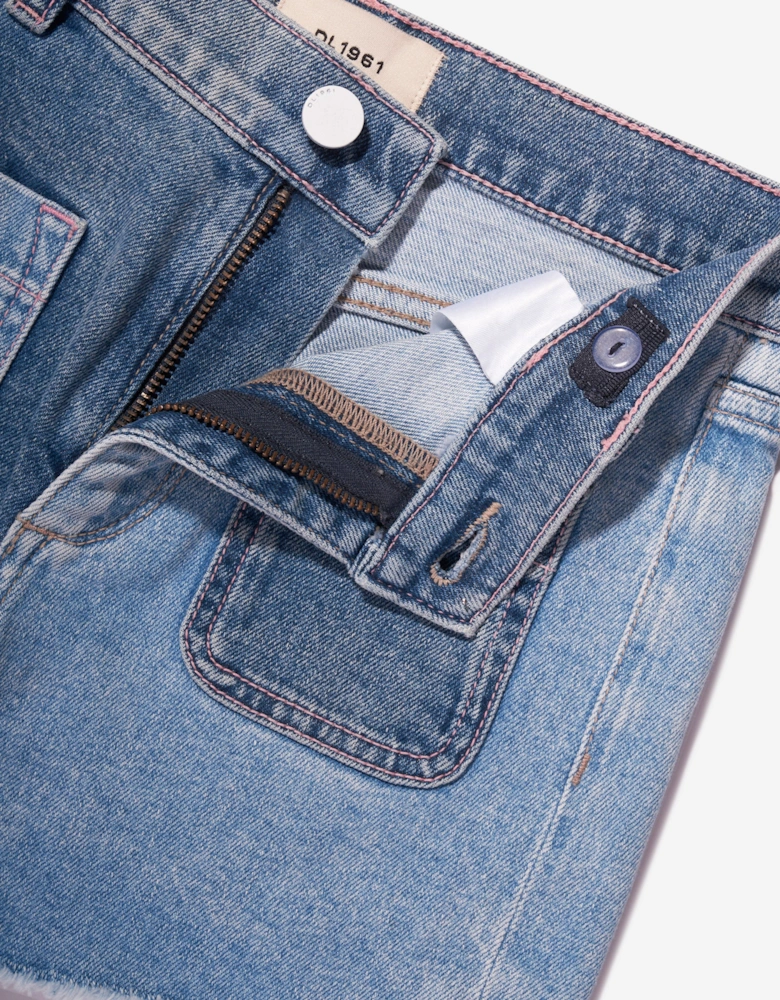 Girls Lucy Blocked High Rise Shorts in Blue