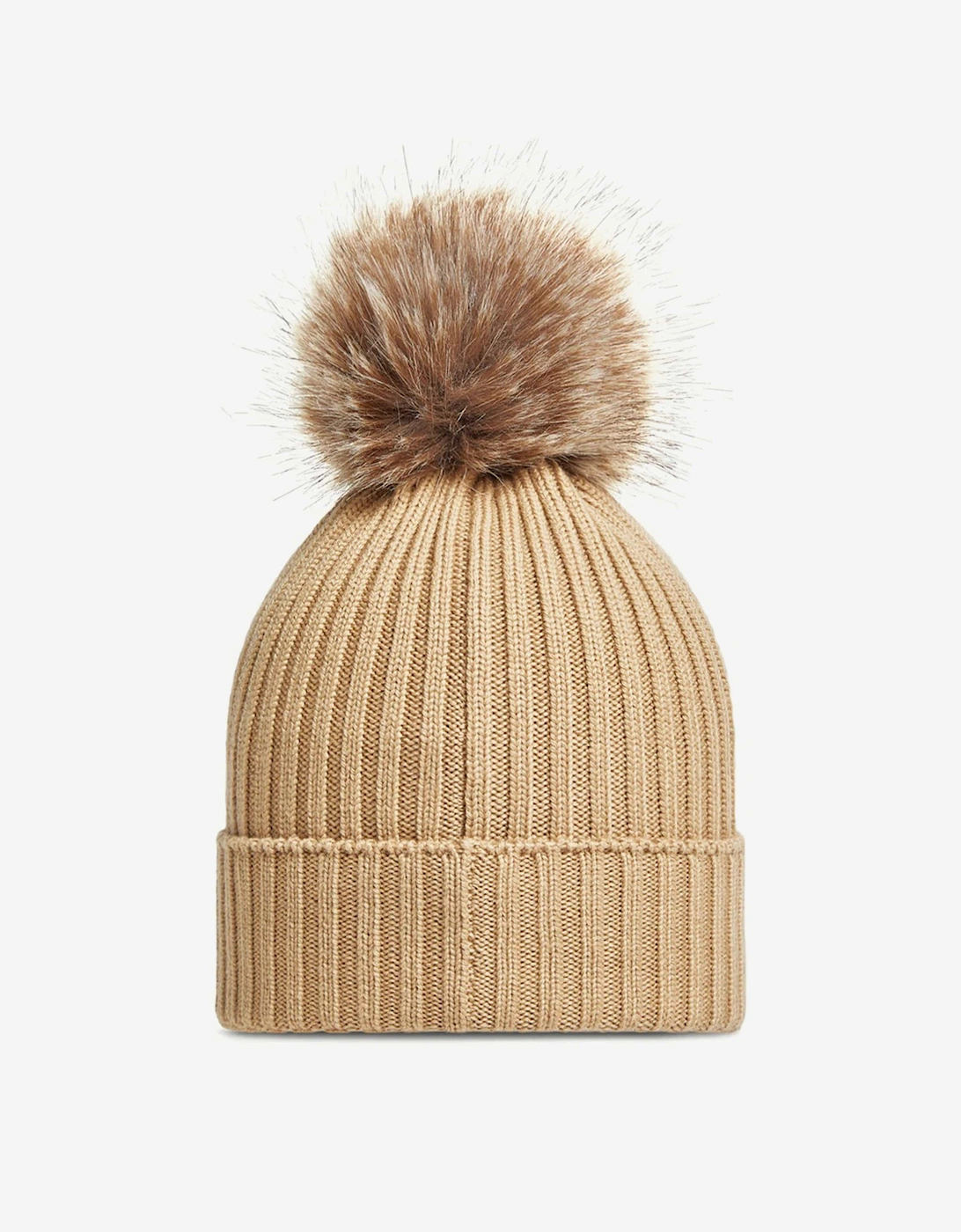 Girls Knitted Pom Pom Hat in Beige