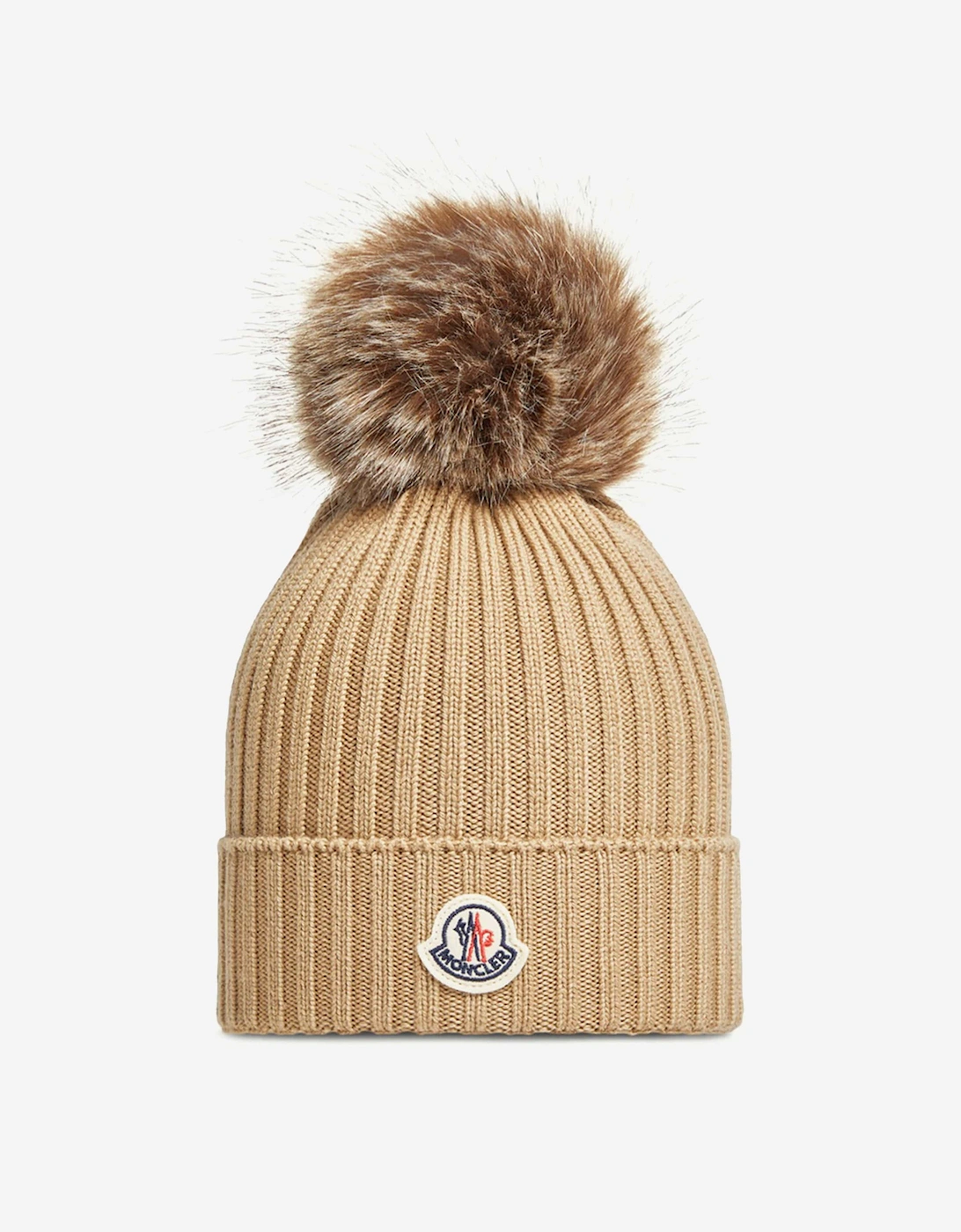 Girls Knitted Pom Pom Hat in Beige, 4 of 3