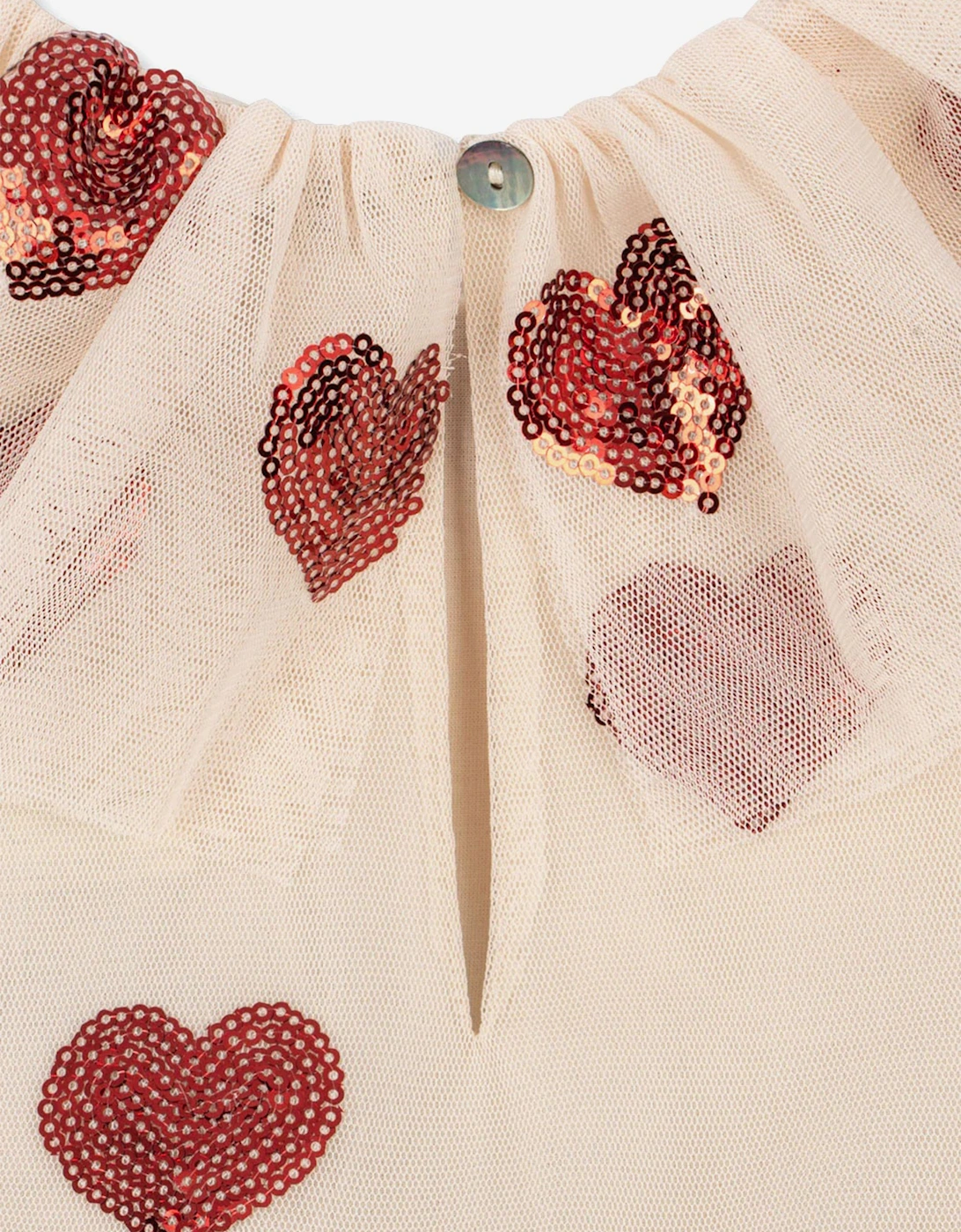 Girls Yvonne Tulle Hearts Fairy Dress in Ivory