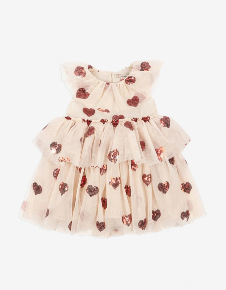 Girls Yvonne Tulle Hearts Fairy Dress in Ivory