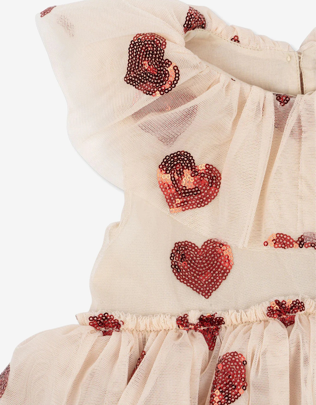 Girls Yvonne Tulle Hearts Fairy Dress in Ivory