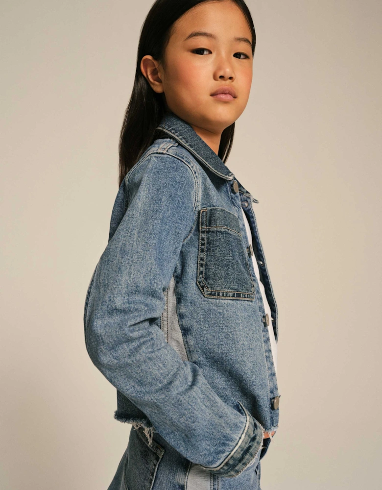 Girls Manning Blocked Jacket in Blue