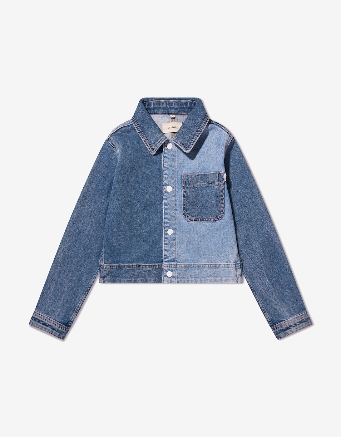 Girls Manning Blocked Jacket in Blue, 6 of 5