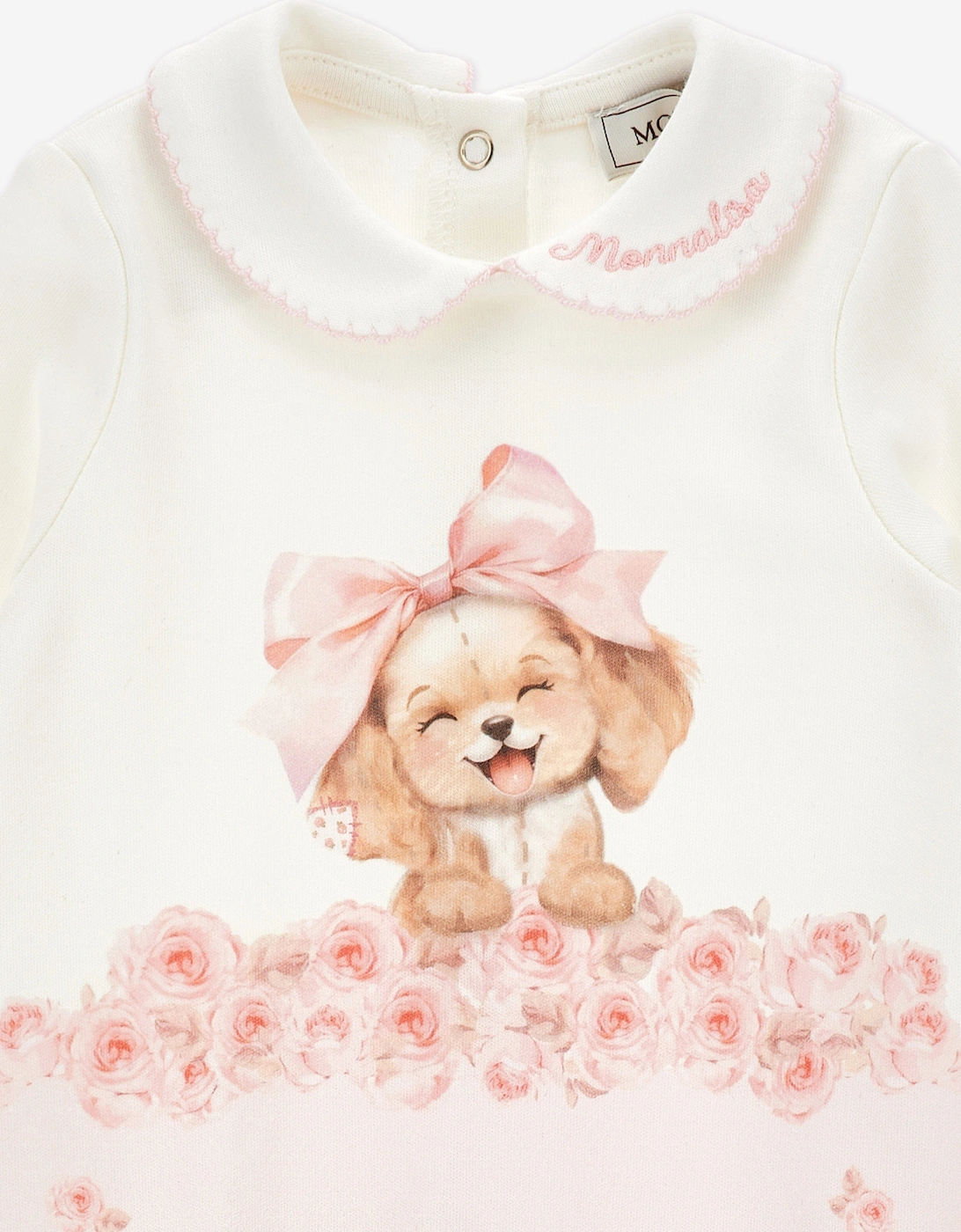 Baby Girls Puppy Print Babygrow in Pink