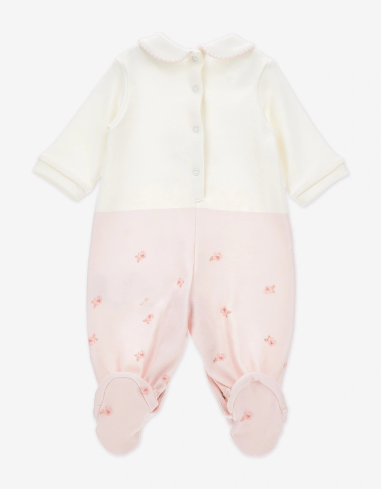 Baby Girls Puppy Print Babygrow in Pink