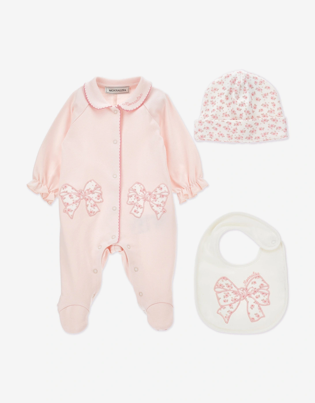 Baby Girls Bow Babygrow Set in Pink, 5 of 4