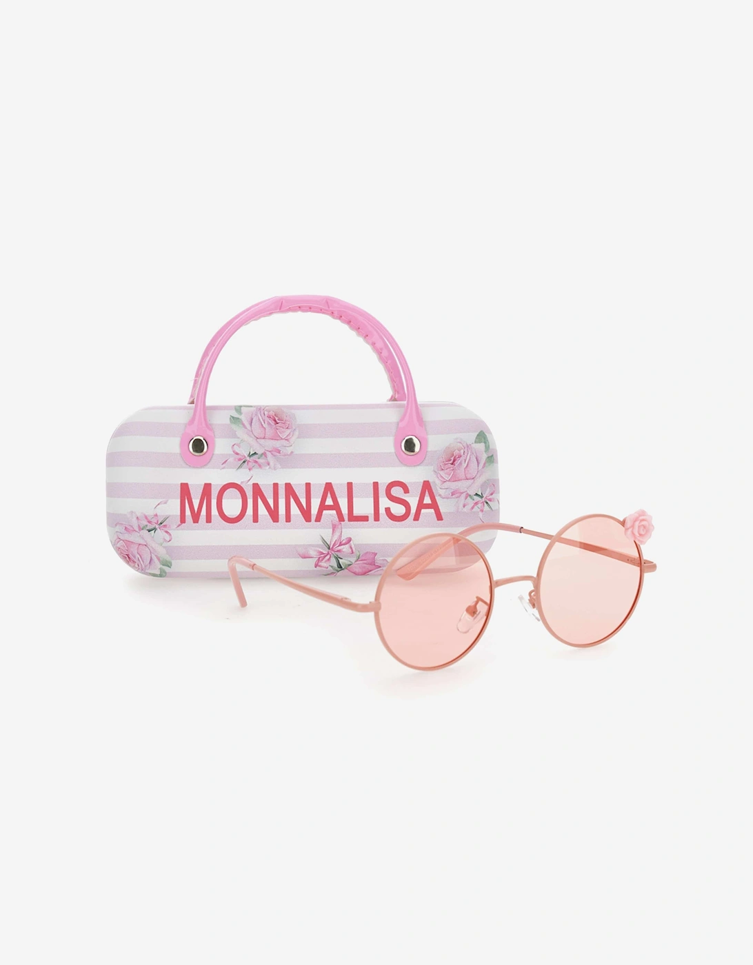 Girl's Monnalisa Girls Rose Sunglasses With Case in Pink - Size: ONE size,