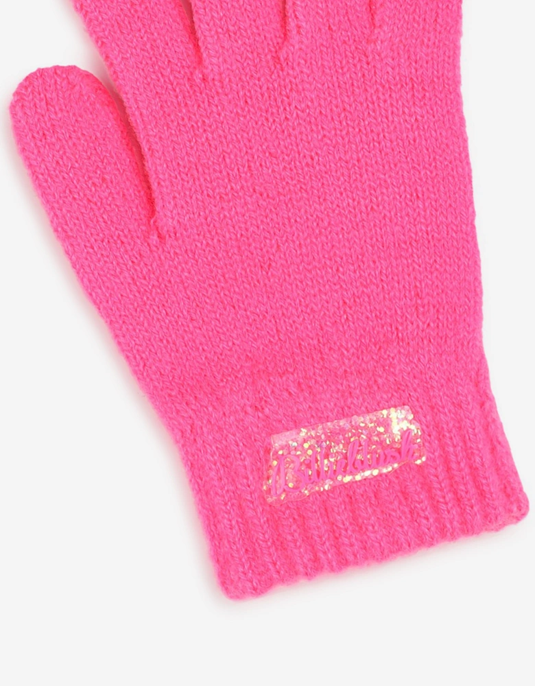 Billieblush Girls Sequin Heart Gloves in Pink