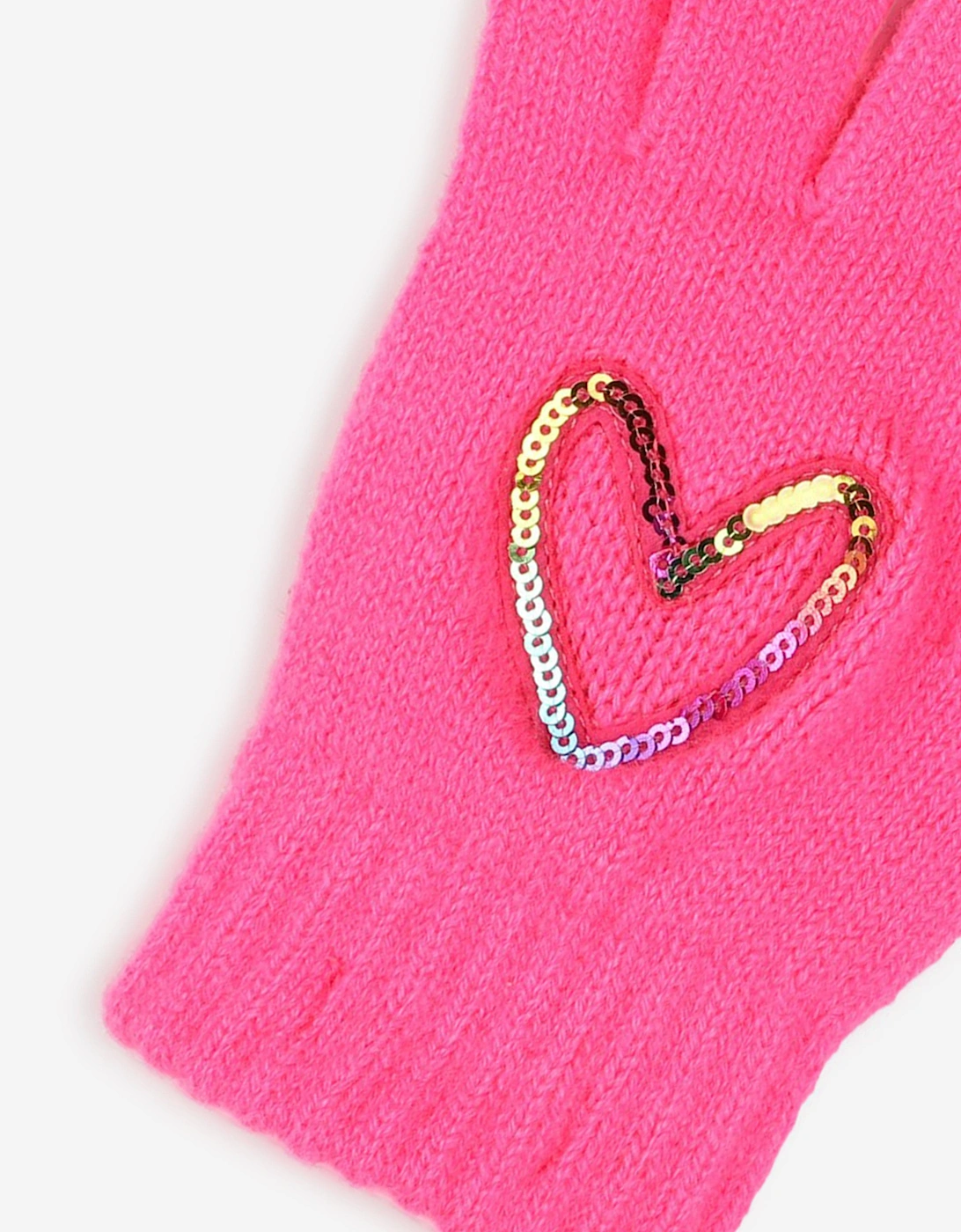 Billieblush Girls Sequin Heart Gloves in Pink