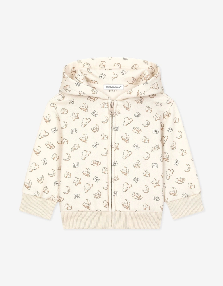 Baby Moon and Star Zip Up Top in Beige