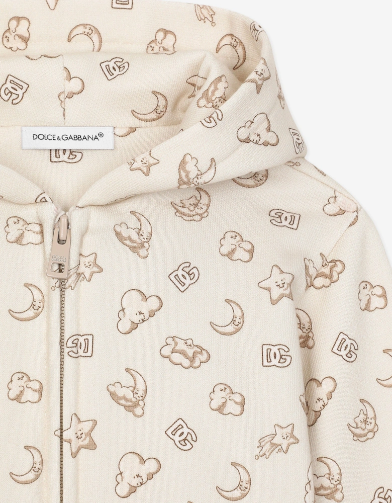 Baby Moon and Star Zip Up Top in Beige