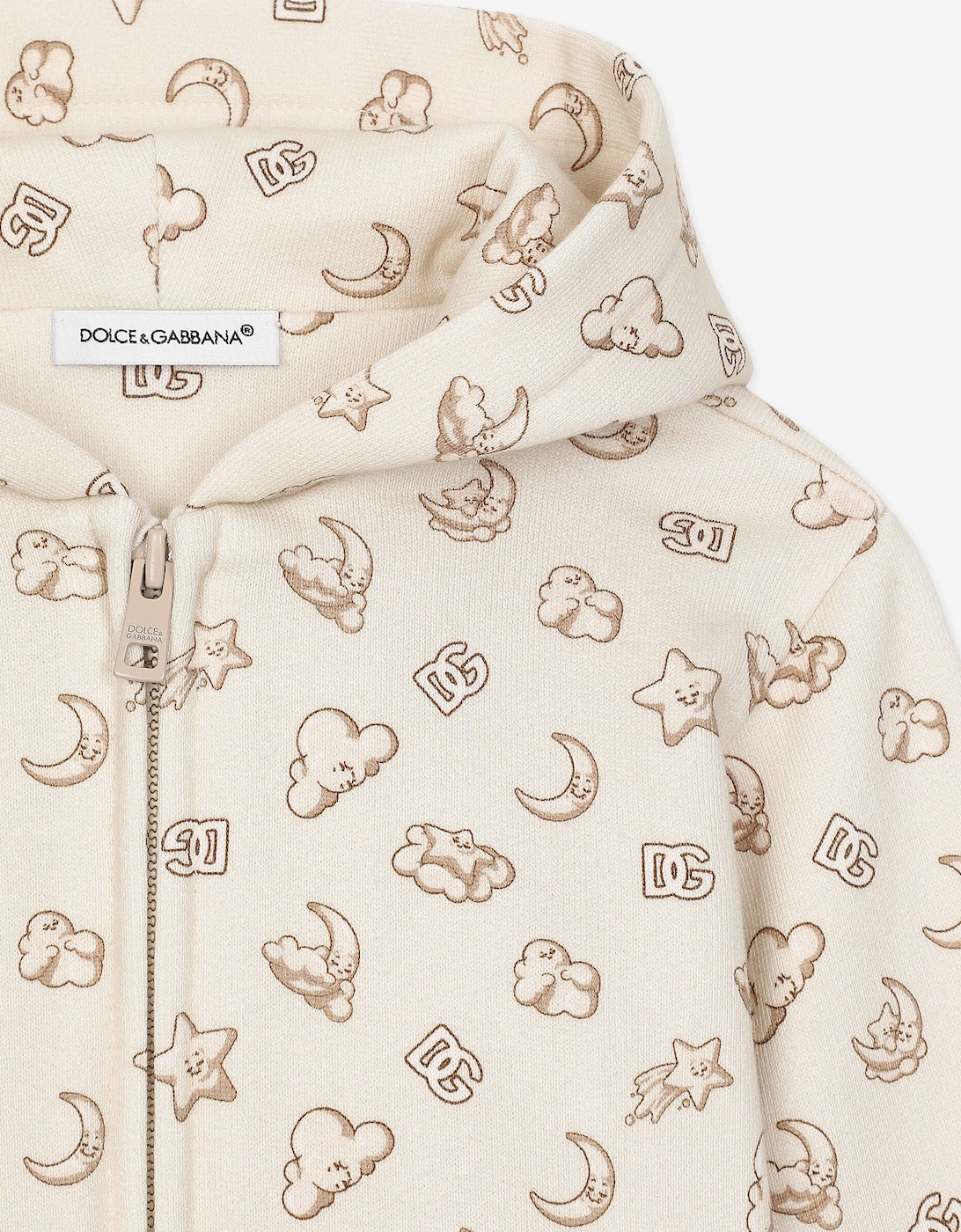 Baby Moon and Star Zip Up Top in Beige