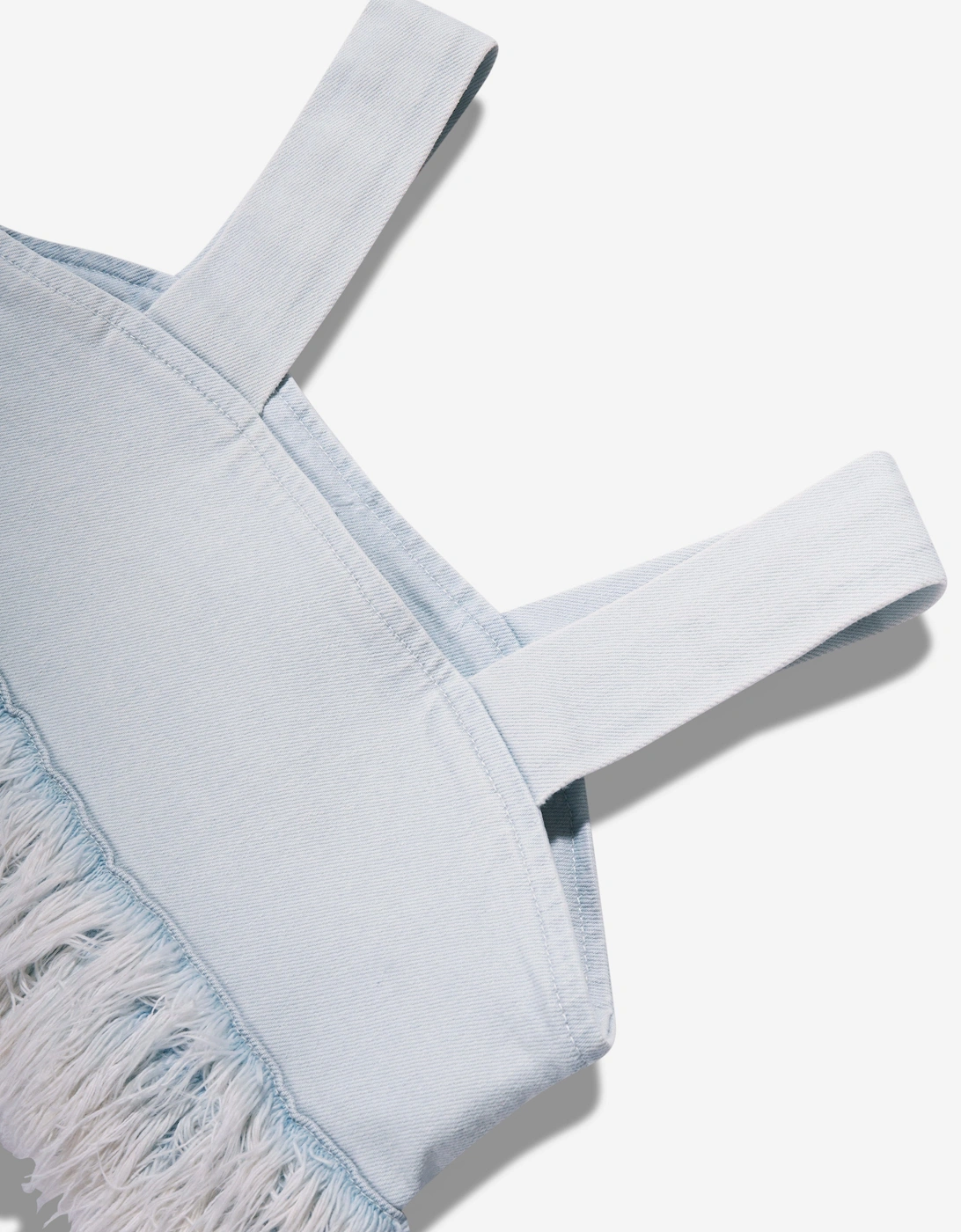 Girls Cora Denim Fur Crop Top in Blue