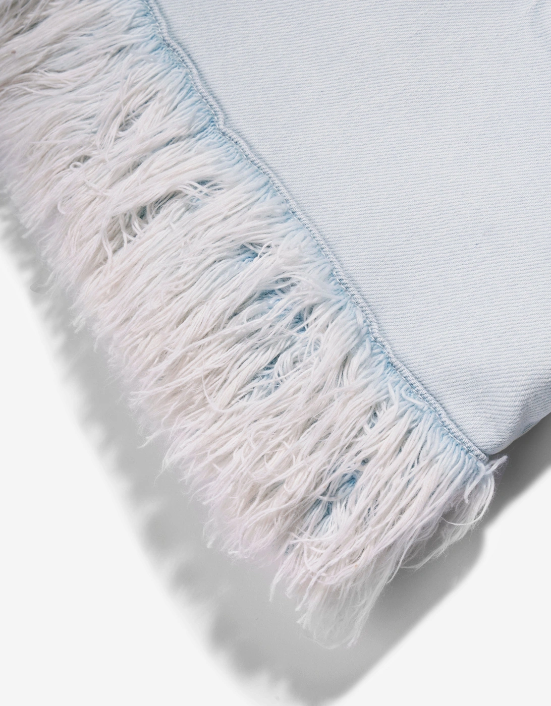 Girls Cora Denim Fur Crop Top in Blue