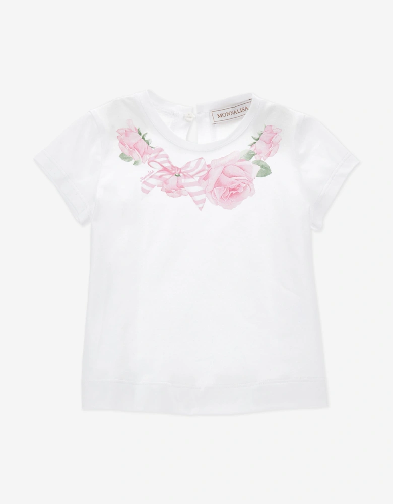 Baby Girls Rose Print T-Shirt in White