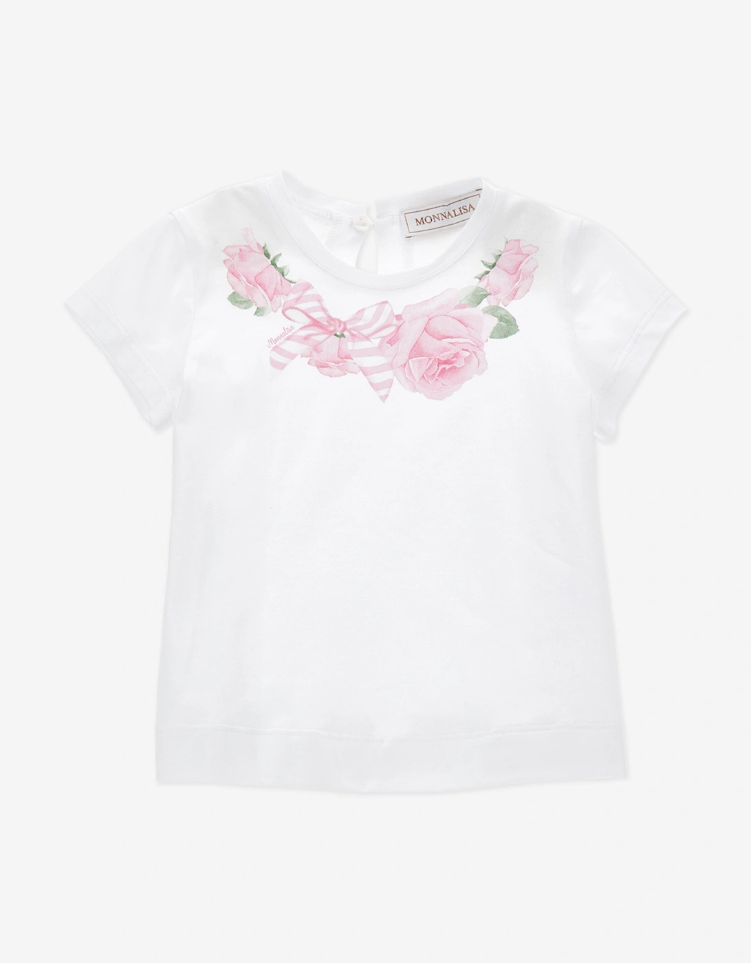 Baby Girls Rose Print T-Shirt in White, 5 of 4
