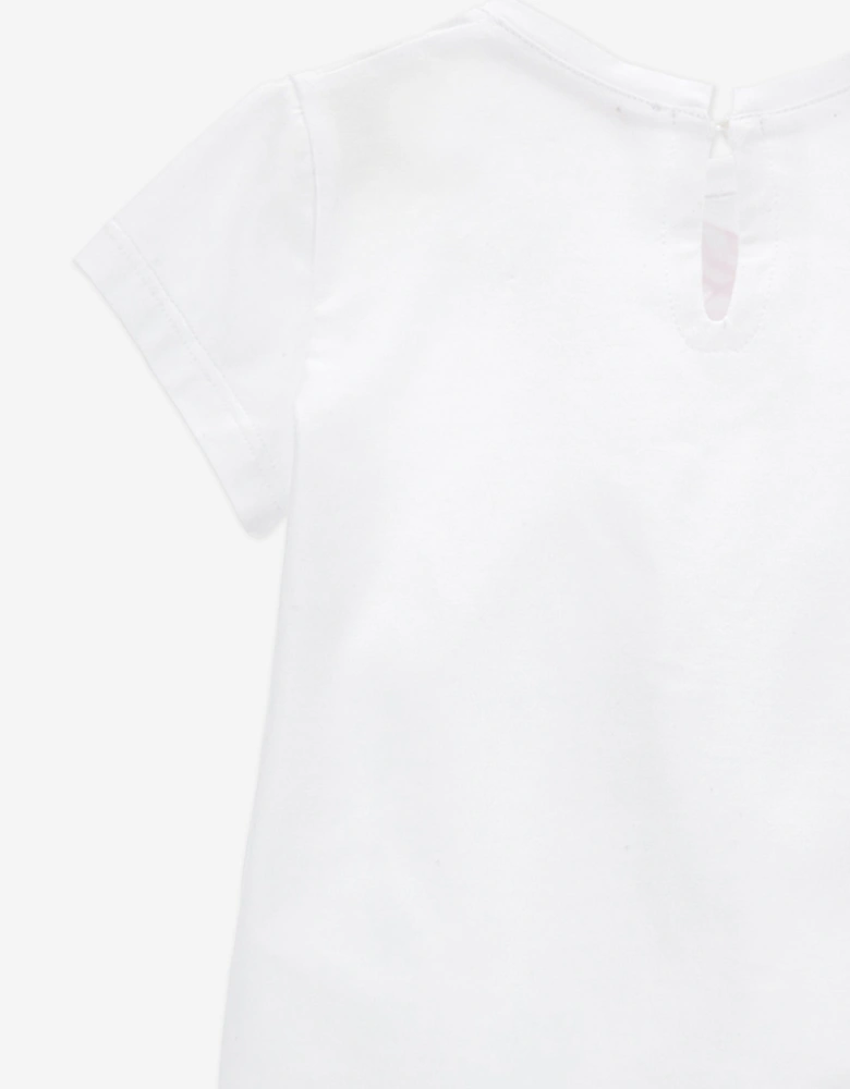 Baby Girls Rose Print T-Shirt in White