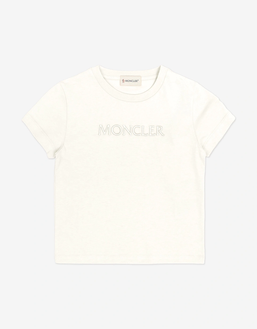 Moncler Girls Cream 'S Enfant Logo T-Shirt In Ivory  8 Years Size 8 Yrs Kids