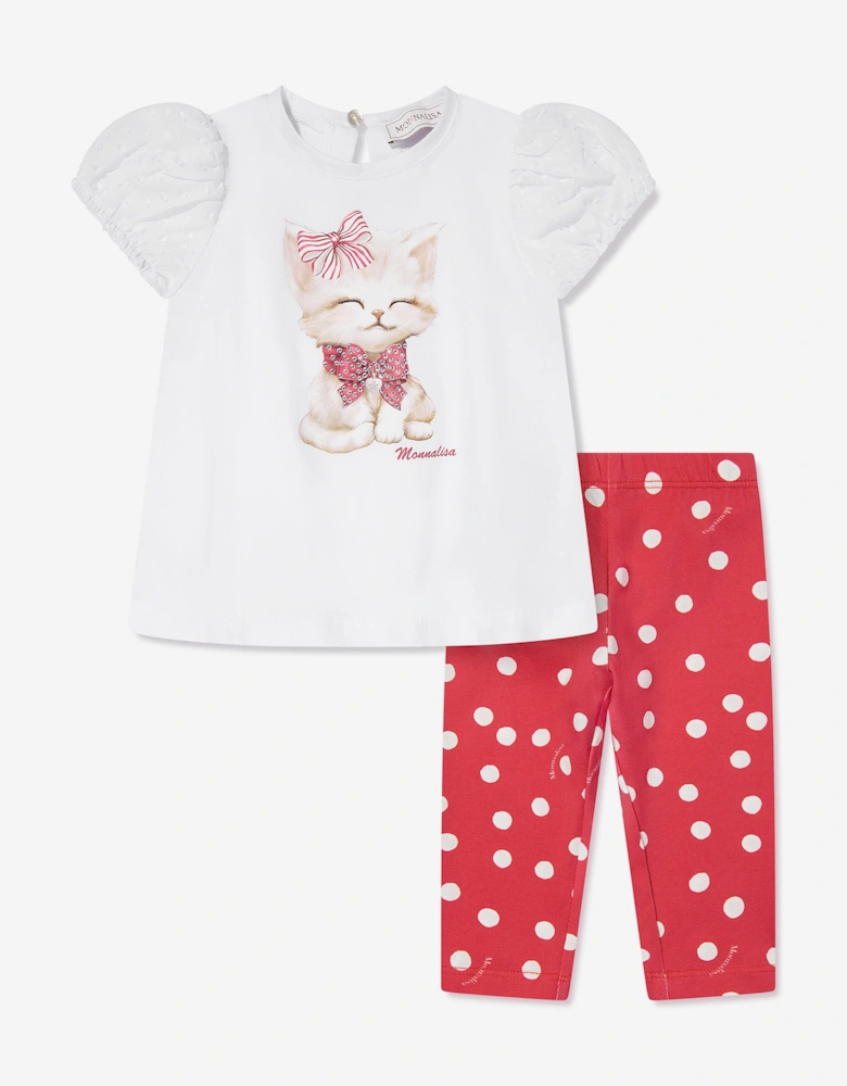 Baby Girls Kitten T-Shirt and Leggings Set in Red