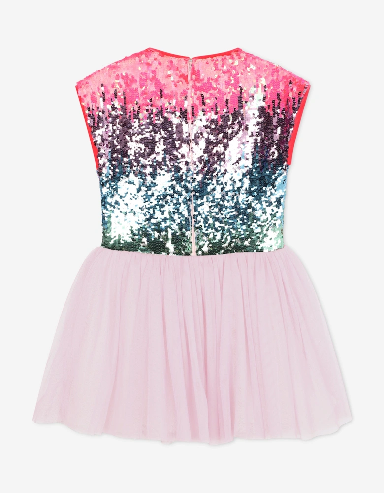 Billieblush Girls Sequin And Mesh Occasion Dress in Pink