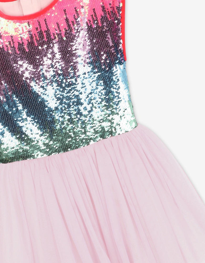 Billieblush Girls Sequin And Mesh Occasion Dress in Pink