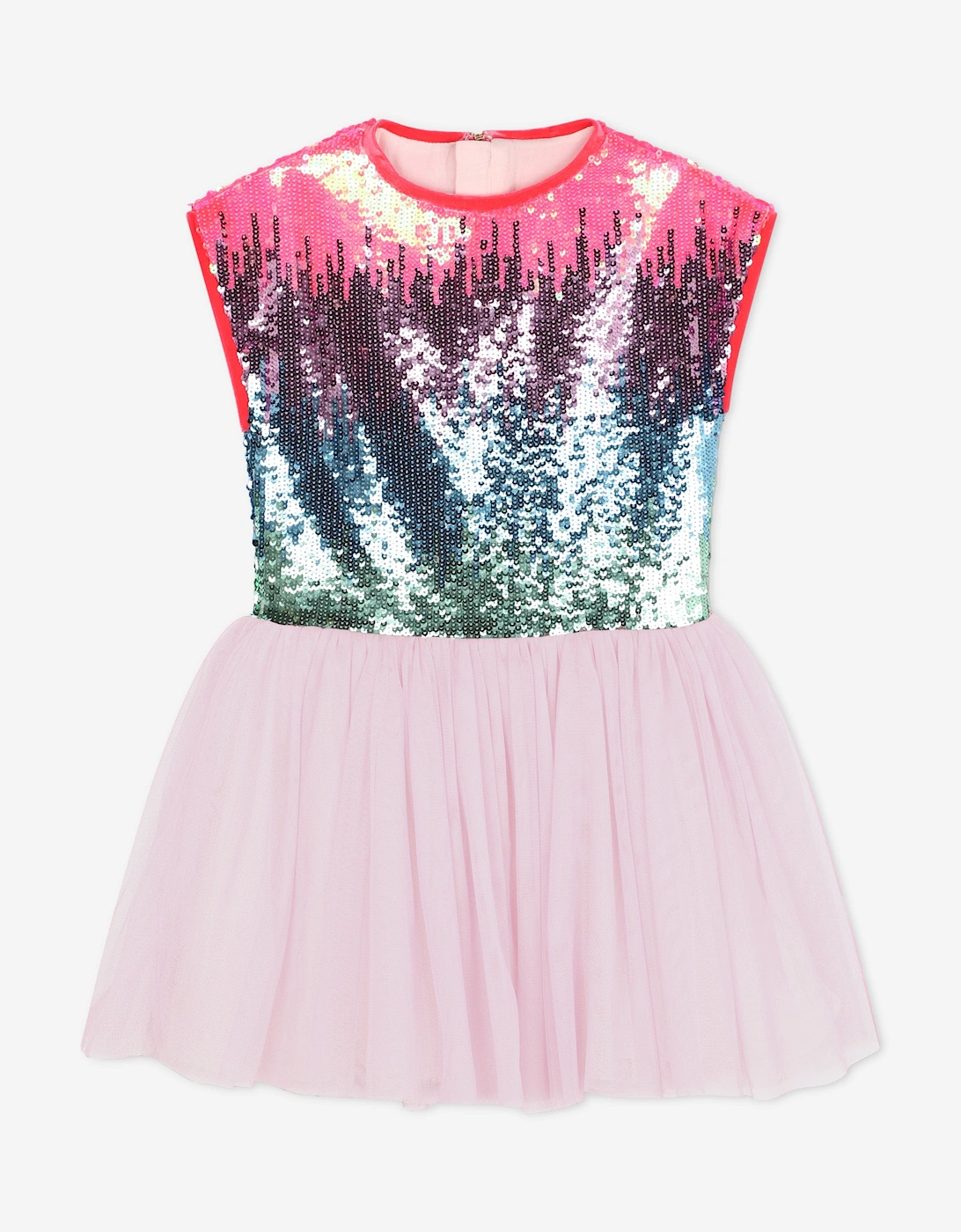 Billieblush Girls Sequin And Mesh Occasion Dress in Pink, 5 of 4