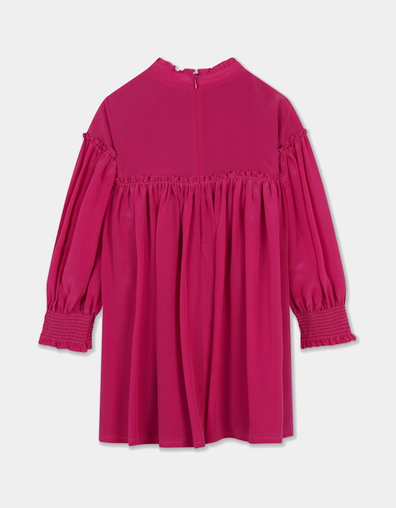 Girls Silk And Lace Detail Ceremony Dress in Pink