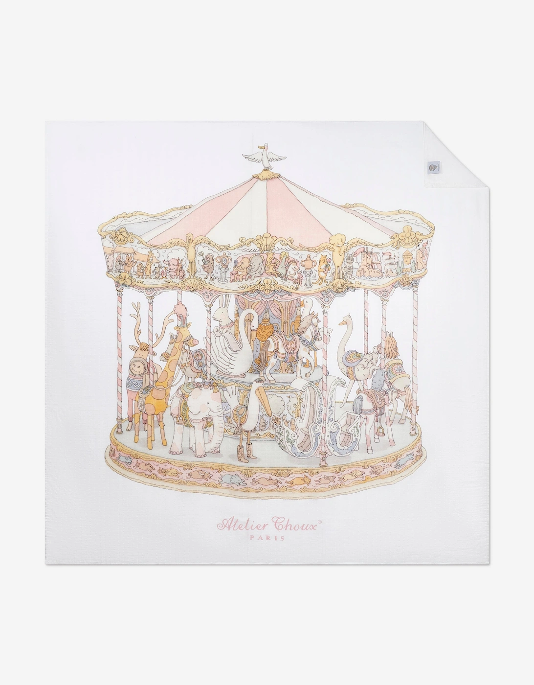 Baby Girls Grand Carousel Blanket in White (200cm), 8 of 7