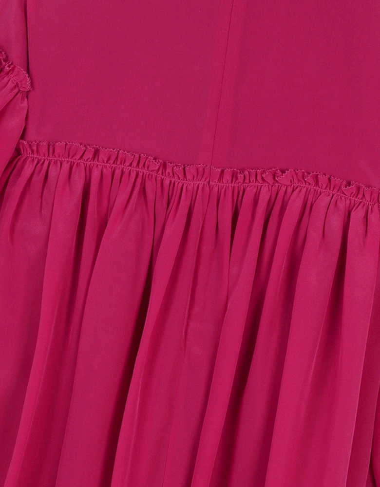 Girls Silk And Lace Detail Ceremony Dress in Pink