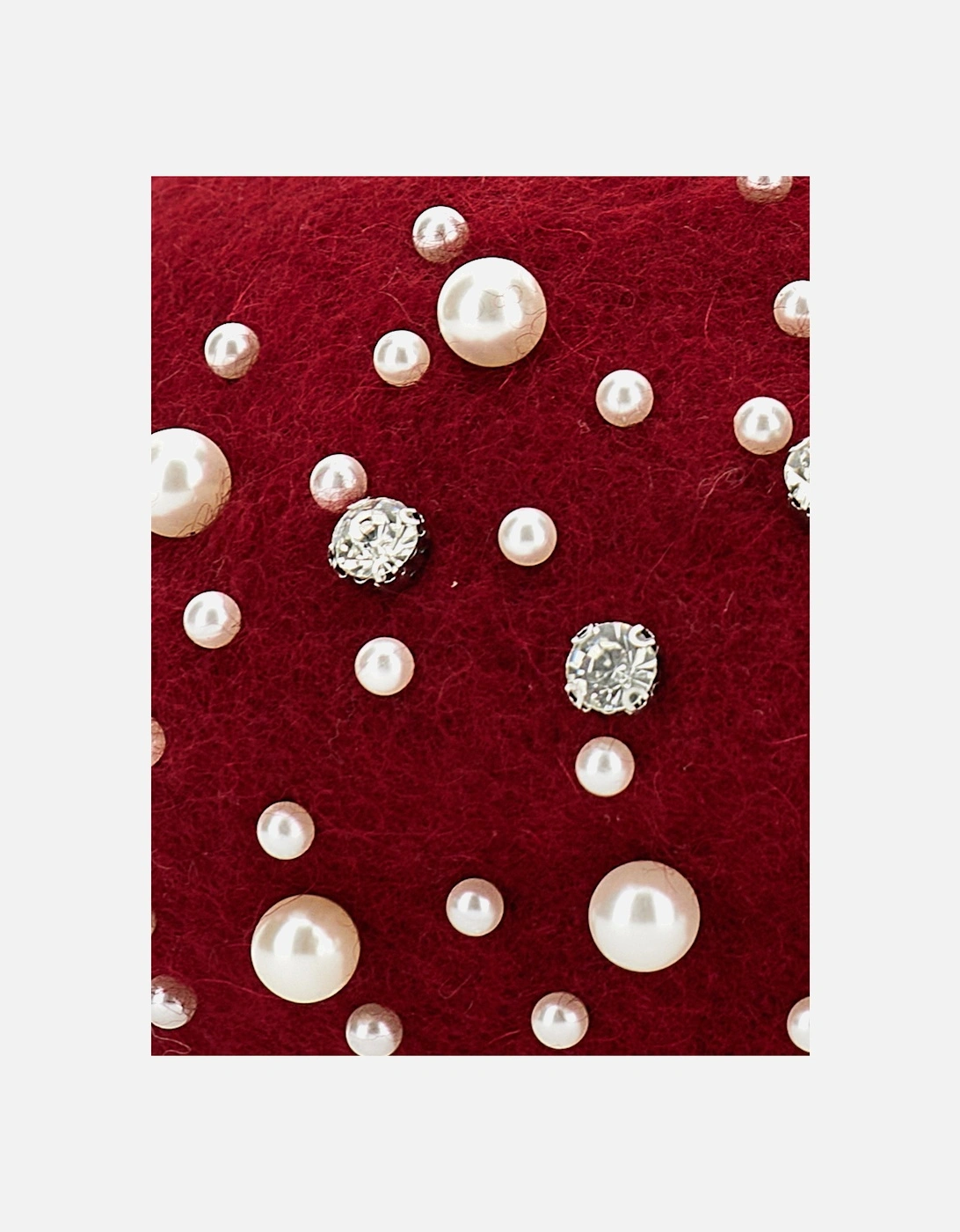 Girls Pearl Applique Beret in Red