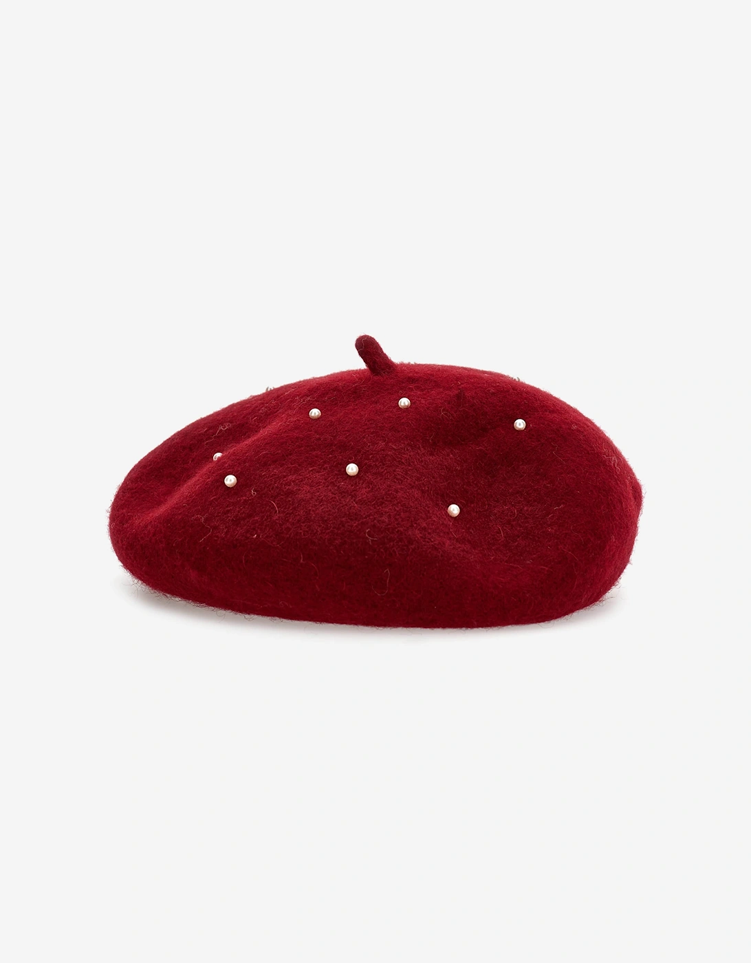Girls Pearl Applique Beret in Red
