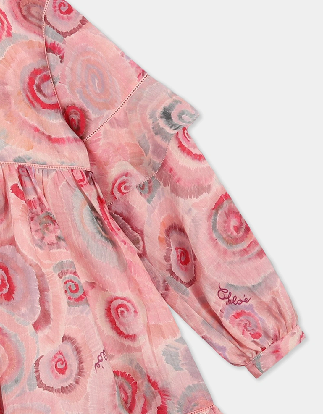 Girls Spiral Print Ceremony Dress in Pink
