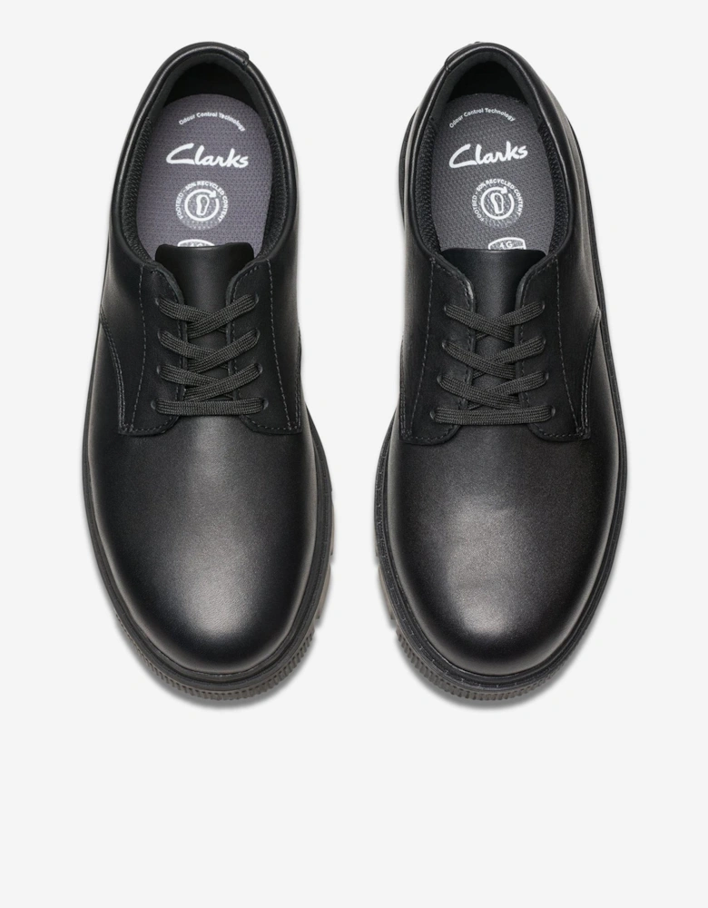 Boys Leather Lorcam Loop Shoes in Black