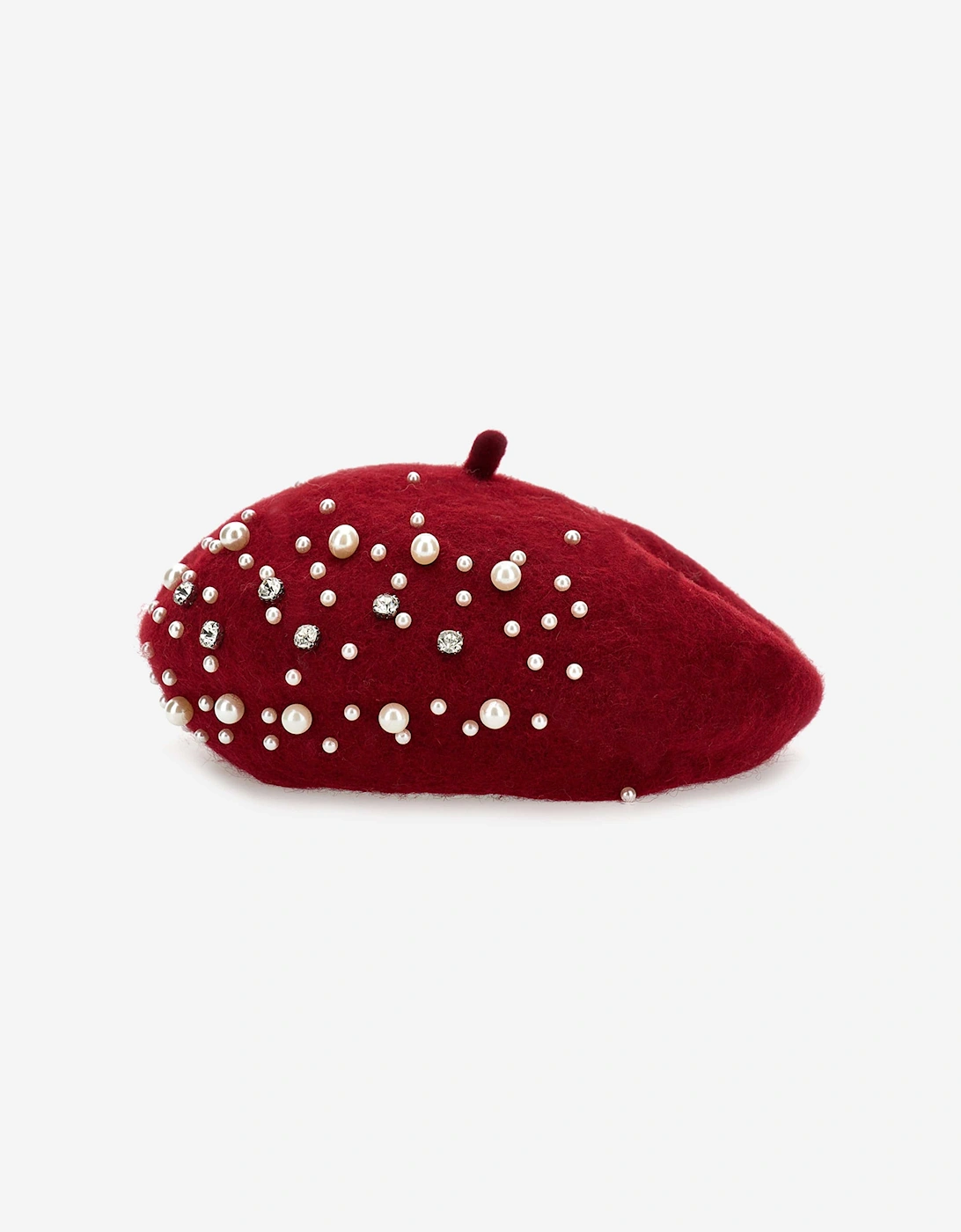 Girls Pearl Applique Beret in Red