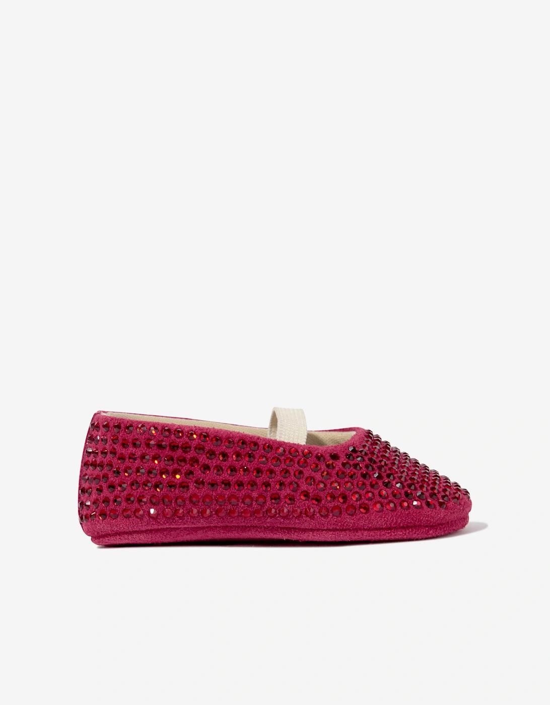 BABYWALKER Baby Girls Leather Diamonds Allover Ballerinas in Red, 5 of 4