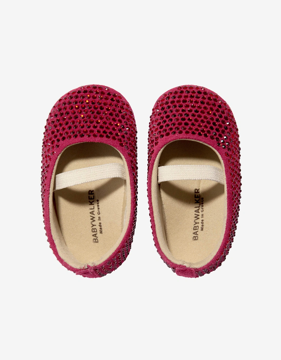 BABYWALKER Baby Girls Leather Diamonds Allover Ballerinas in Red