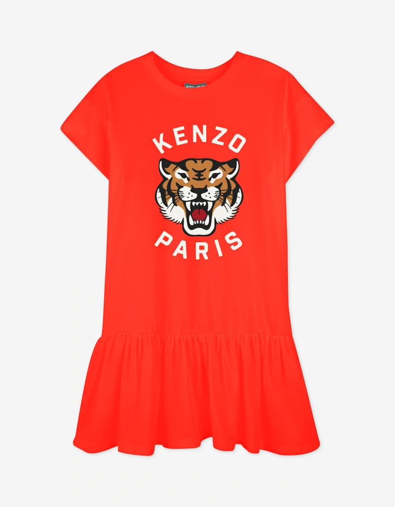 Girls Tiger Dress in Red
