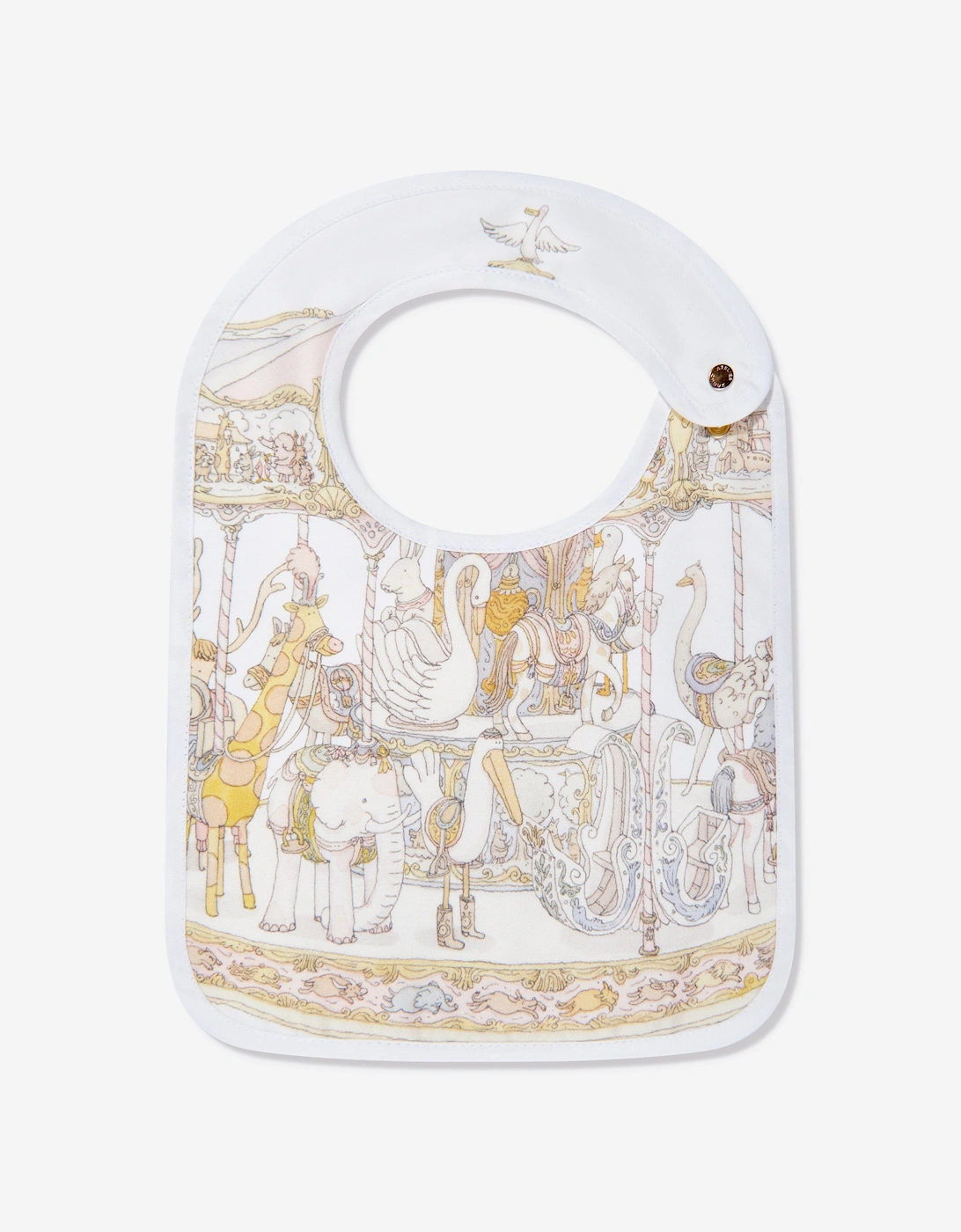 Baby Girls Carousel Satin Bib in Pink, 5 of 4
