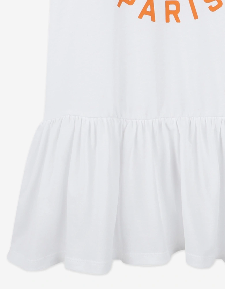 Girls Tiger Dress in White