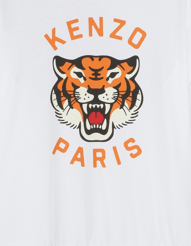 Girls Tiger Dress in White