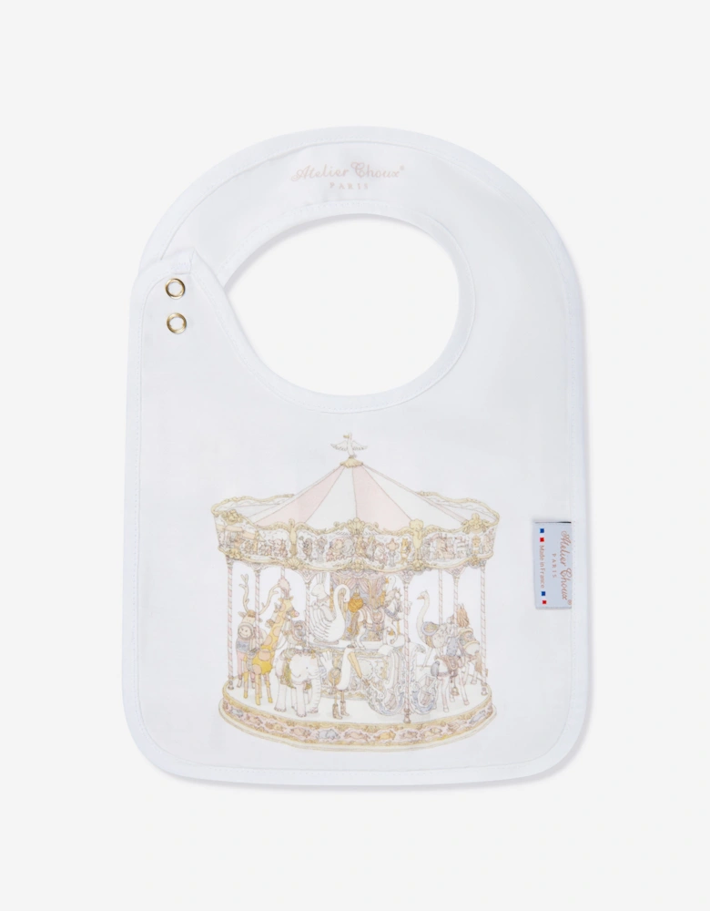 Baby Girls Carousel Satin Bib in Pink