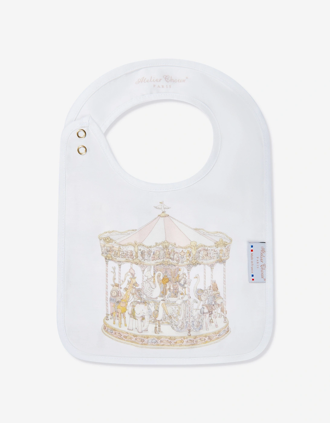 Baby Girls Carousel Satin Bib in Pink