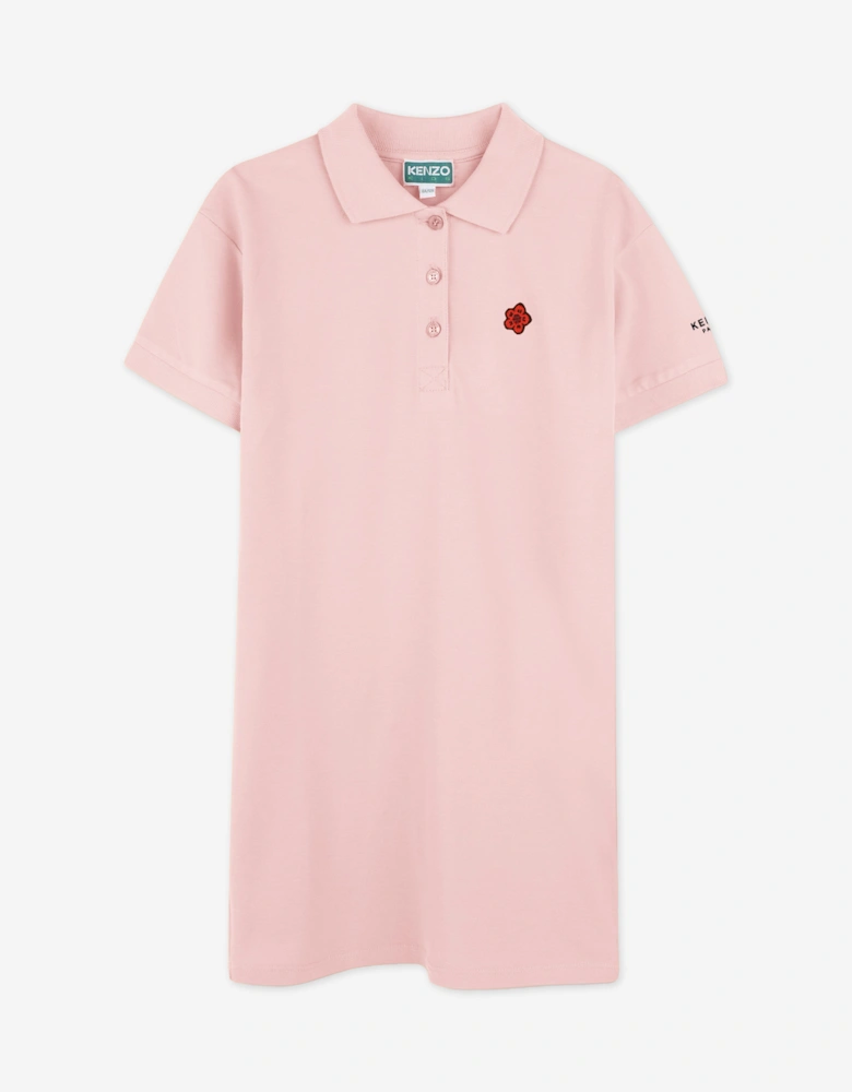 Girls Boke Flower Polo Dress in Pink